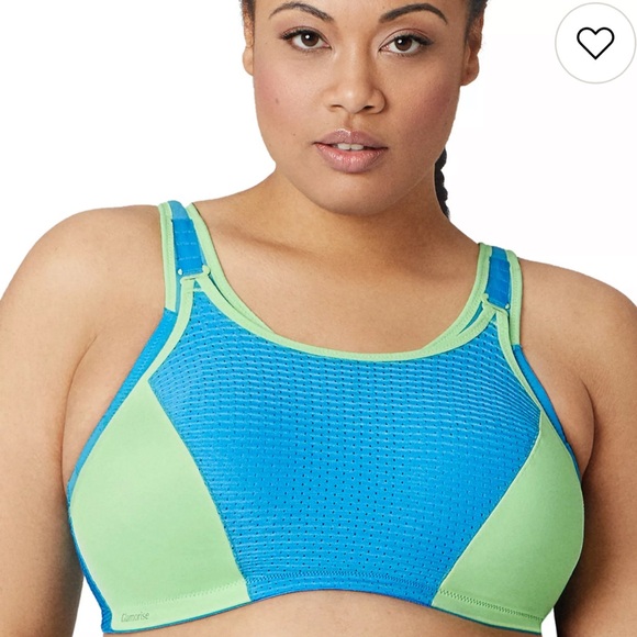 Two Glamorise Black Blue Sports Bras 38i High Impact Wire Free Adjustable Panel - Picture 5 of 5